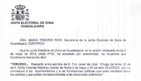 La Junta Electoral obliga a retirar la cartelería de las elecciones