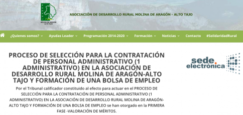 Proceso de Selección de Administrativo para la ADR Molina-Alto Tajo