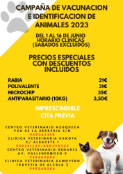 “Vaccination and Identification Campaign for Domestic Animals in Azuqueca de Henares: Dates, Prices, and Participating Clinics”