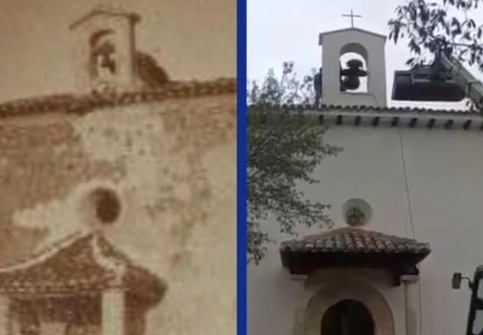 La ermita alcarreña que recupera su espadaña, campana y coplillas del tío Flores