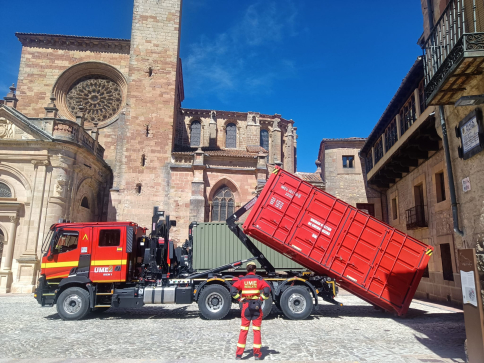 Sigüenza acoge un gran simulacro de la UME para proteger el patrimonio histórico nacional ante catástrofes
