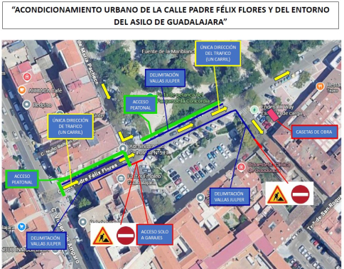 Cortes por obras en el entorno del asilo