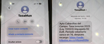 Cabanillas alerta de un intento de fraude por SMS con un falso aviso sobre la tasa de basuras