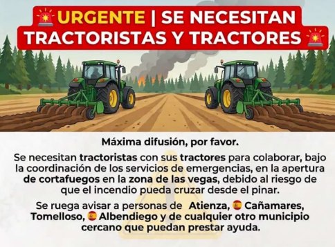 Un mensaje viral pide a los tractoristas que colaboren frente al incendio de La Mierla