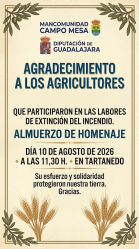 Agradecimiento a los agricultores que participaron en las labores de extinción del incendio de Selas